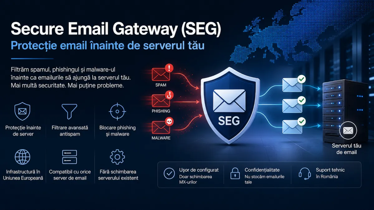 Secure Email Gateway: mesajele de spam, phishing și malware sunt oprite înainte de serverul de email al companiei
